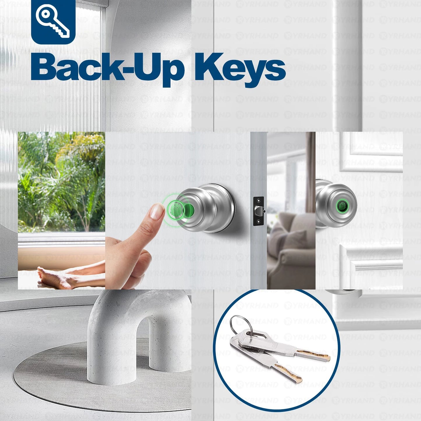 YRHAND Bluetooth Smart Lock - Easy Install Biometric Access