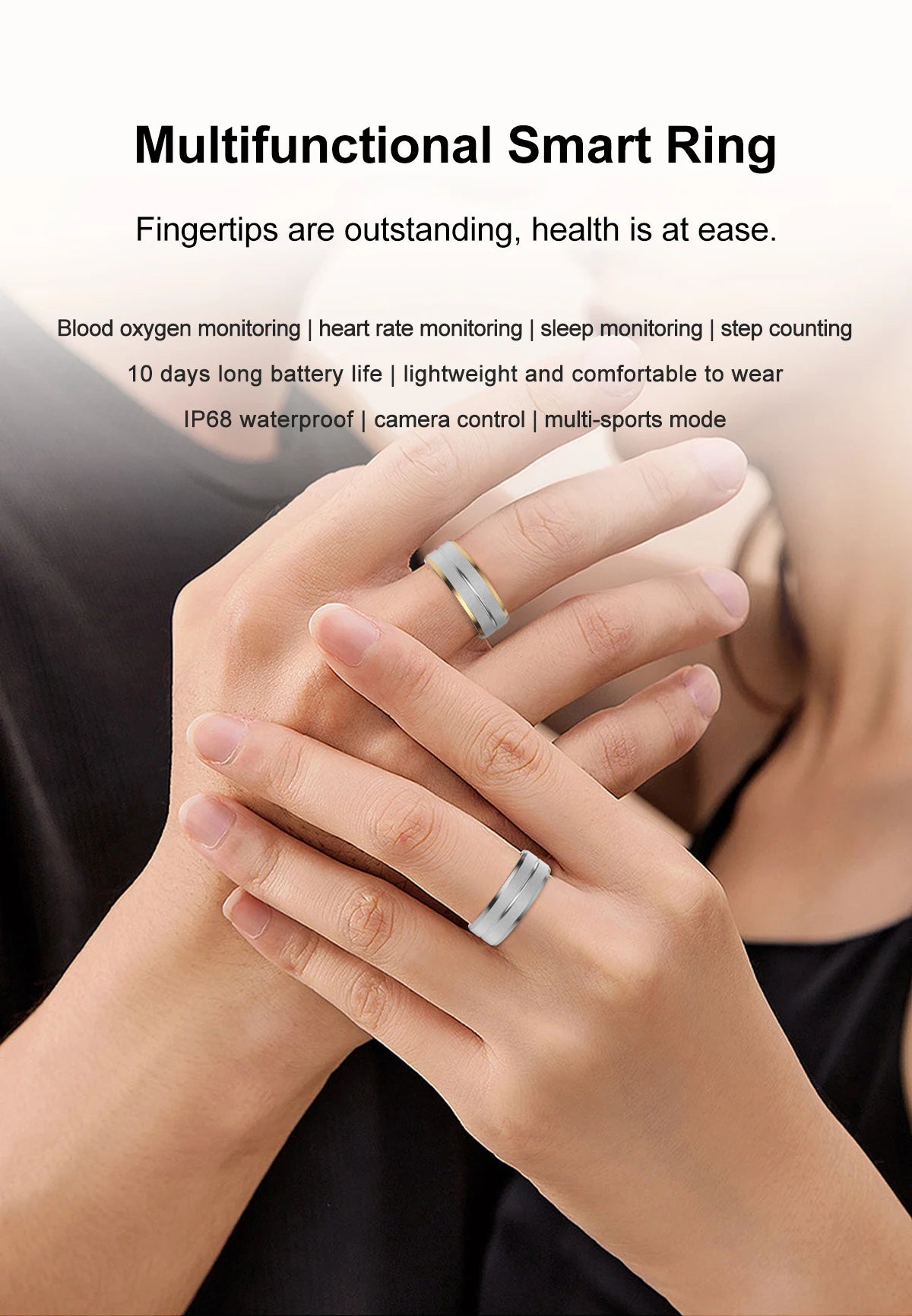 MISIRUN 2024 Smart Ring - Hjerte- og oksygenmonitor