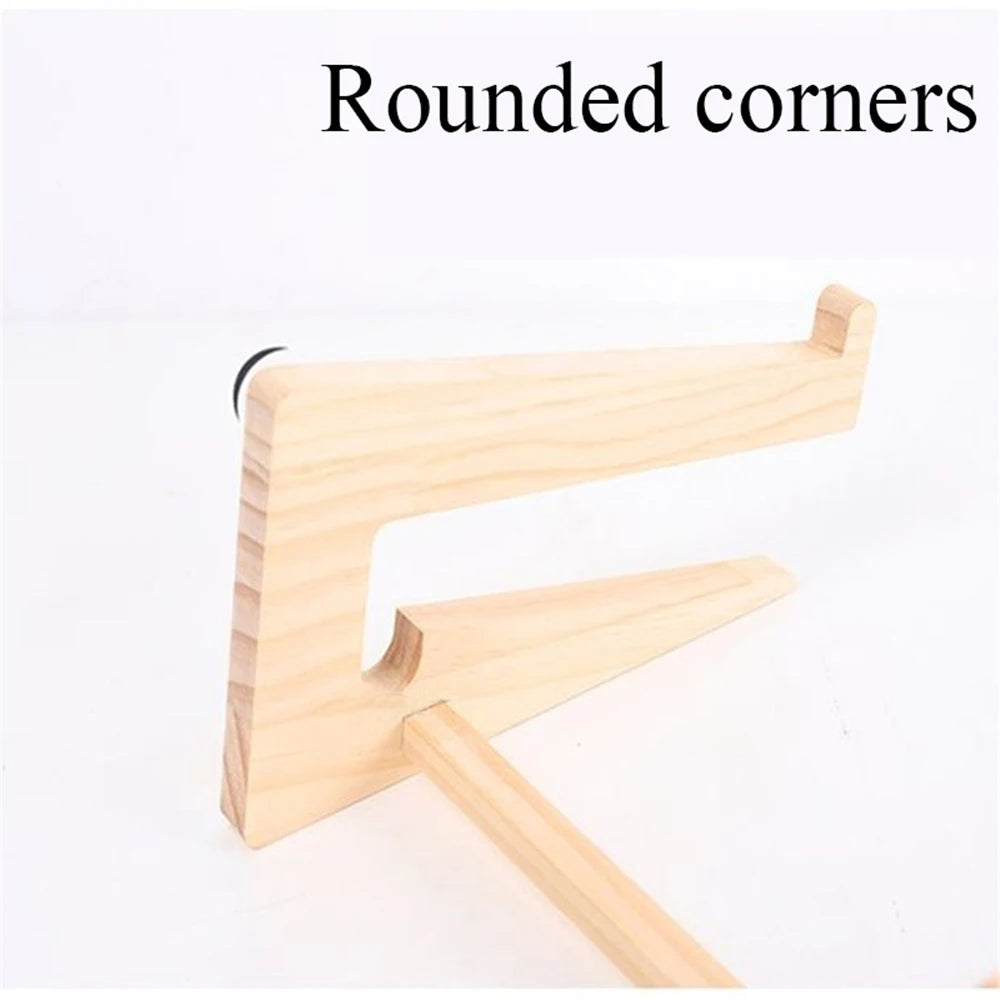 Universal Wooden Laptop Holder - Detachable Stand features a triangular base and rounded corners, ideal for device support. Enjoy its sleek design on a plain white background with Rounded corners at the top. Free Shipping included!.