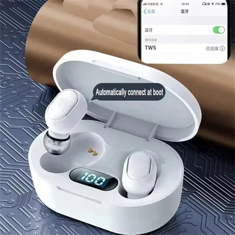 Original E7S trådløst Bluetooth-hodesett med LED-skjerm