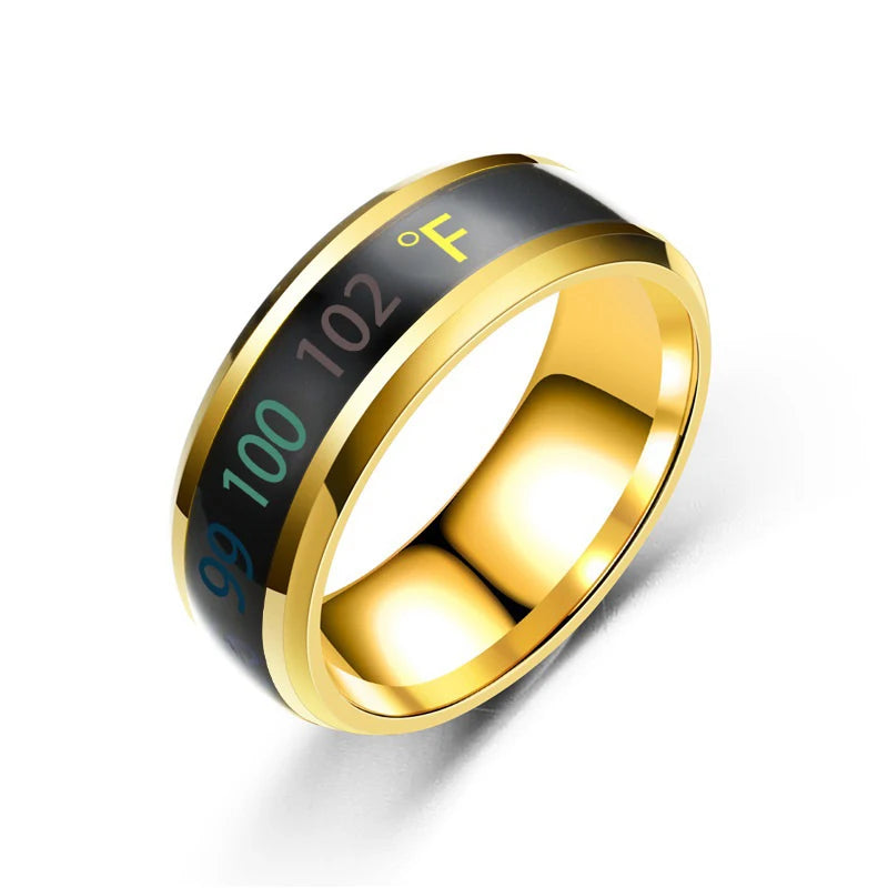 Smart Stainless Steel Temperature Sensitive Ring for Couples