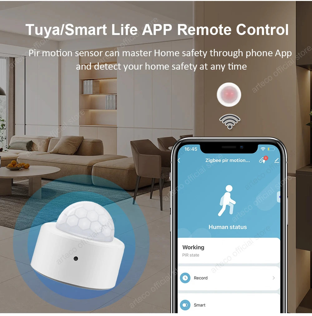 NoEnName Zigbee Mini PIR Motion Sensor - Smart Alerts Enabled