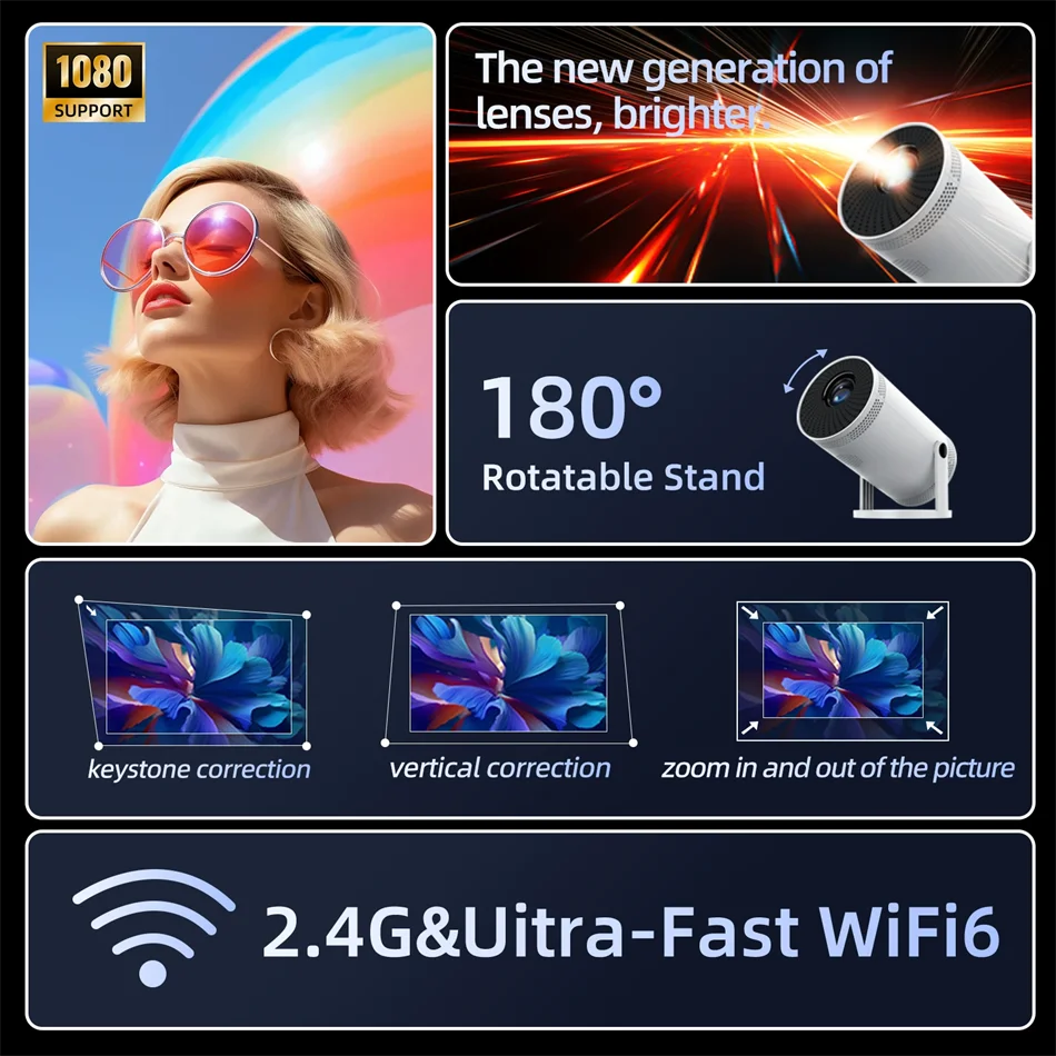 2025 New Android Smart Mini Projector 4K for Home Theater