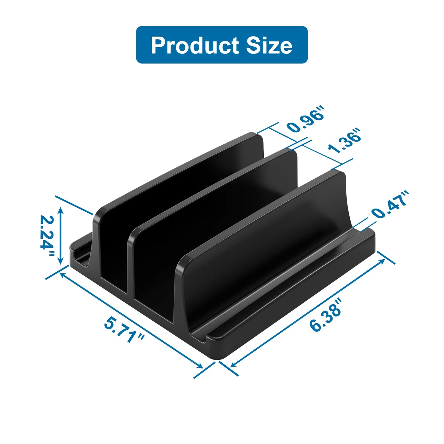 Universal Vertical Laptop Stand - 3 Slot Desk Organizer