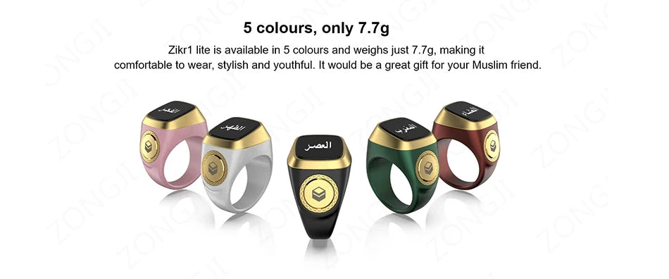 ZONGJI Smart Tasbih Ring - Track Prayers & Steps