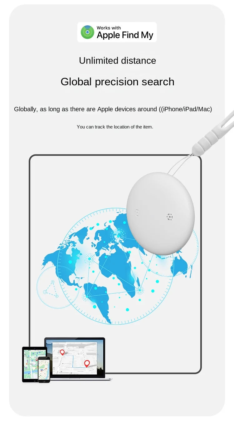 Experience global precision with the NoEnName GPS Tracker. This Bluetooth Locator for Pets ensures worldwide accuracy with map displays and device screens, offering unlimited distance tracking via the Find My app. Revolutionize staying connected with enhanced search capabilities.