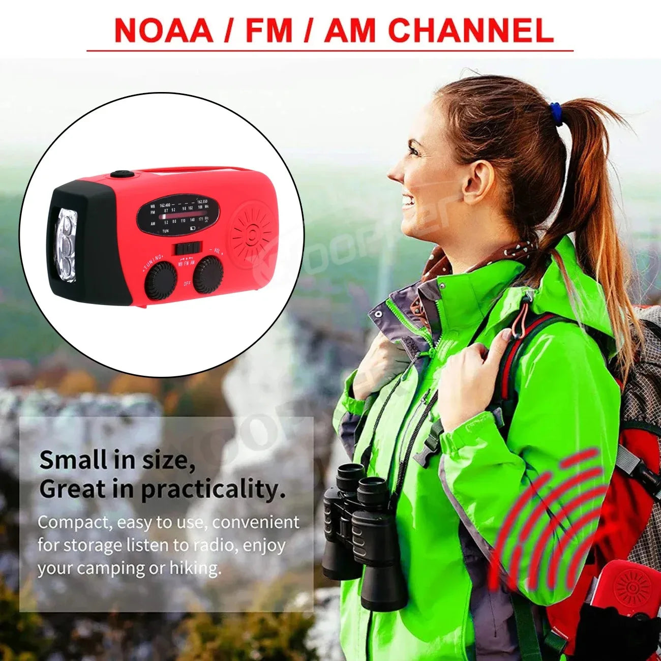 Woopker E30 Emergency Radio with Solar & Hand Crank Power
