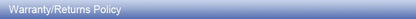 A blue gradient banner with white text reads Warranty/Returns Policy on the left, featuring a sleek design as reliable as a Smart Bluetooth 4.0 Anti-Lost Tracker for Valuables.