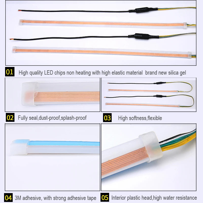 Ultra-Thin Car LED Running Light Soft Tube Strip