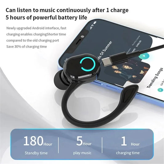 VIKEFON Bluetooth 5.2 Headset - Sport Ear Hook Design