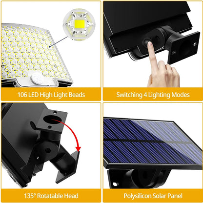Newstyle Solar Flood Lights with Motion Sensor, Waterproof