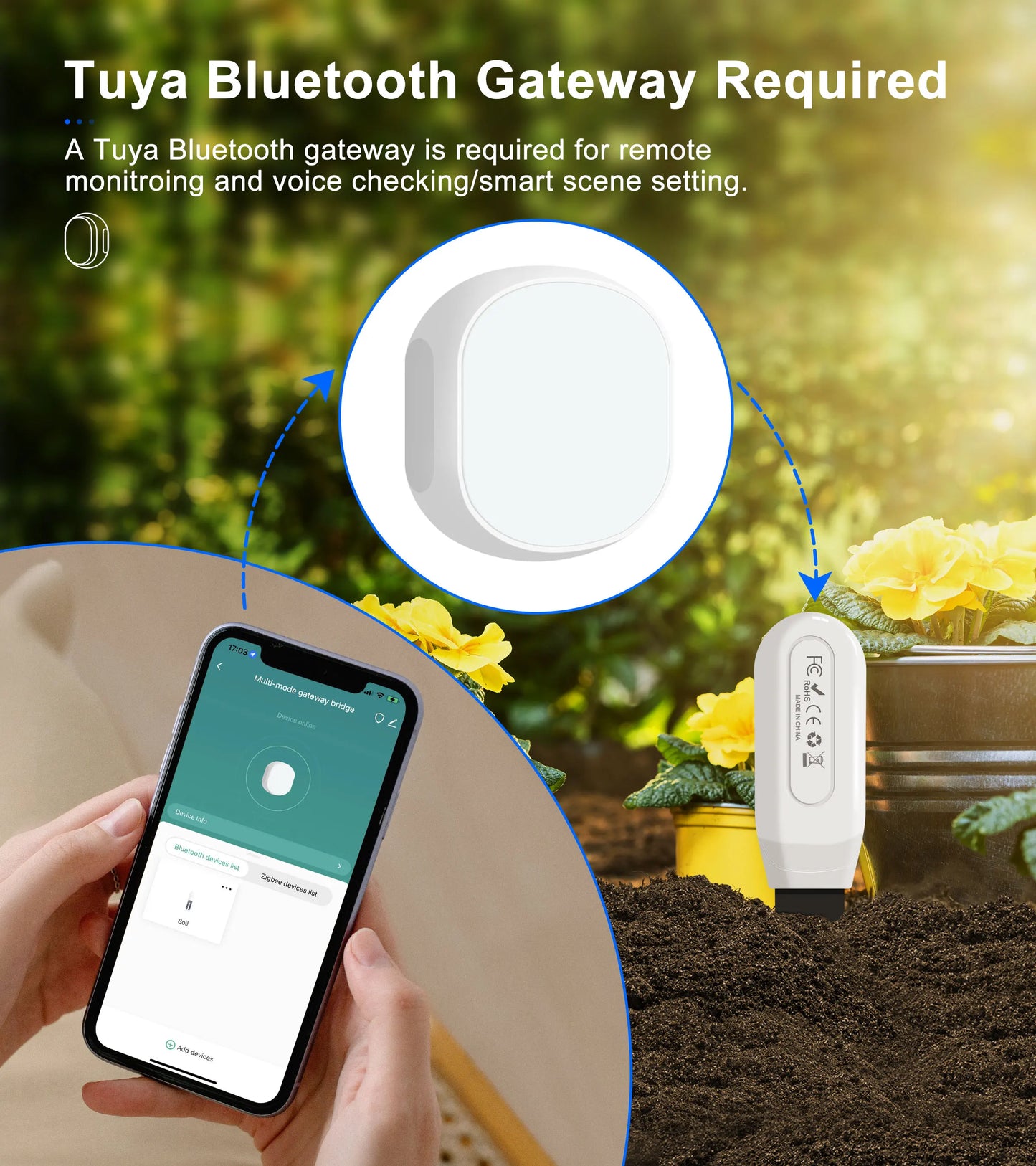 GIRIER Smart Bluetooth Soil Moisture Meter for Smart Gardening