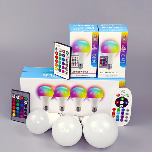 E27 RGB Smart LED Bulb - 16 Colors, Remote Control