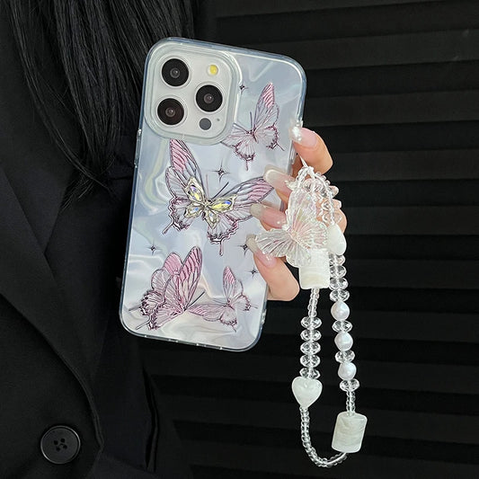 Luxury Butterfly Glitter Chain Case for iPhone