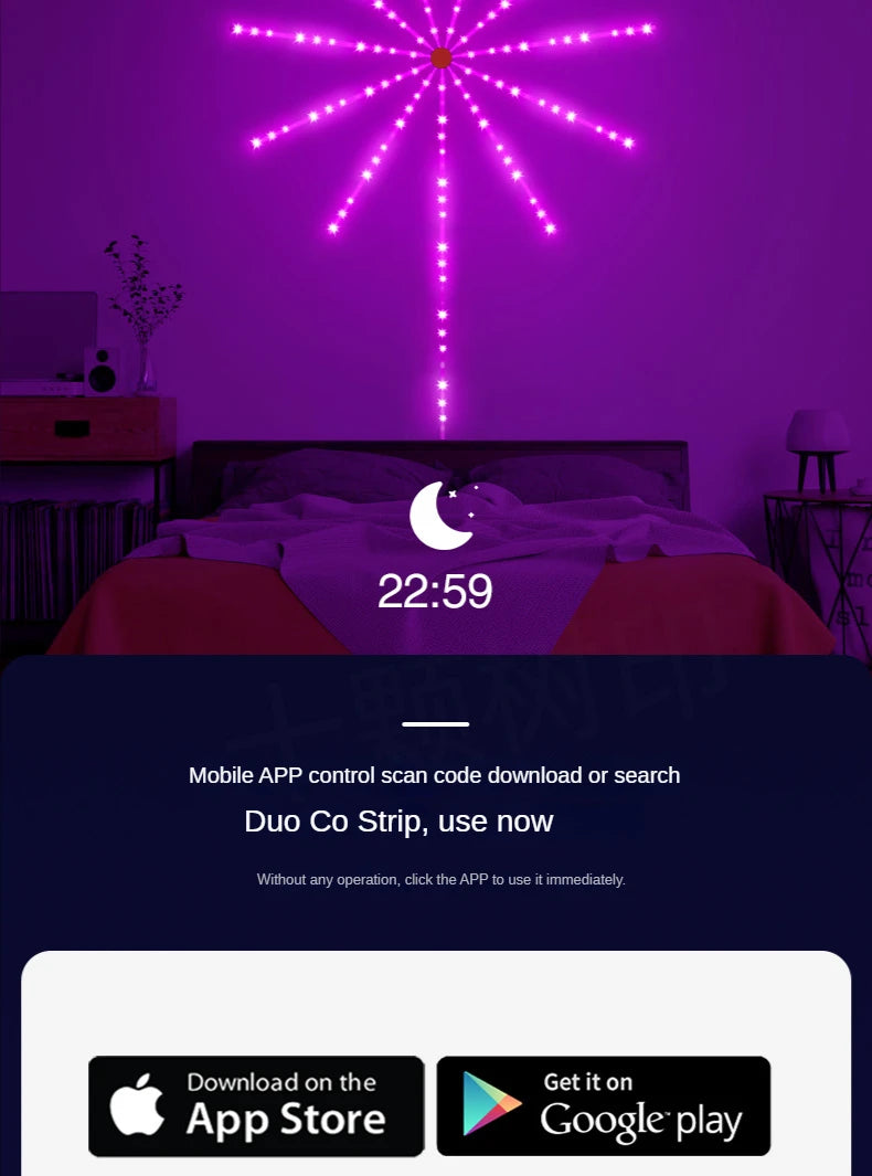 Smart fyrverkeri LED Strip Light Kit - fjernkontrollmagi