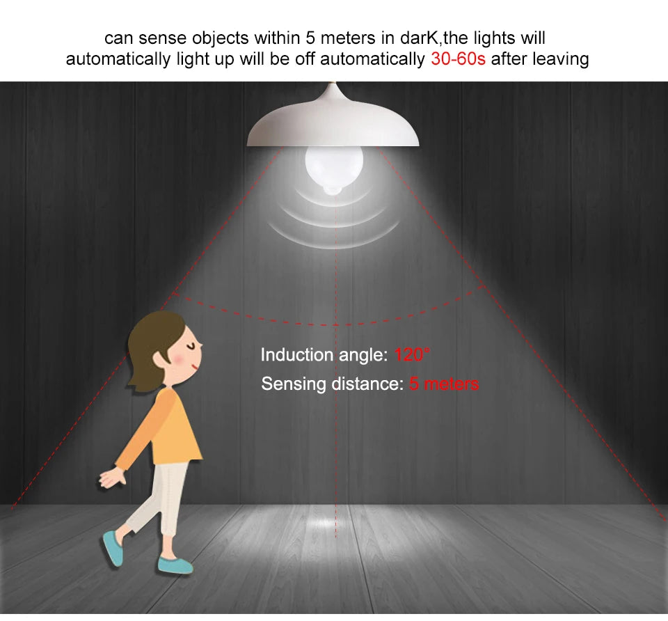 Lampadina LED con sensore di movimento PIR intelligente - Risparmio energetico 12W