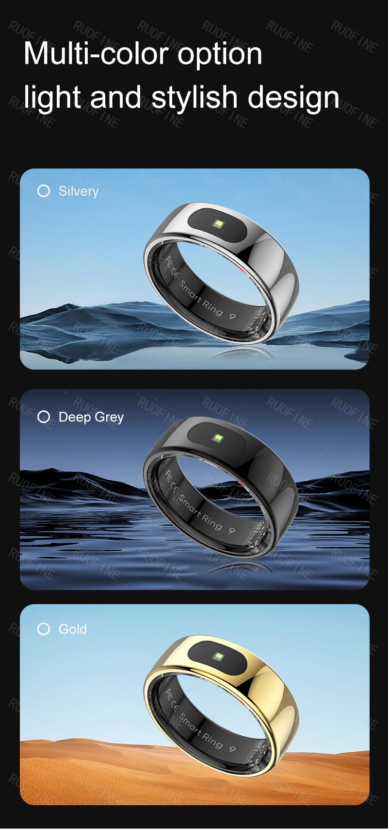 RUOFINE Smart Ring R08 - Bluetooth Blood Pressure Tracker