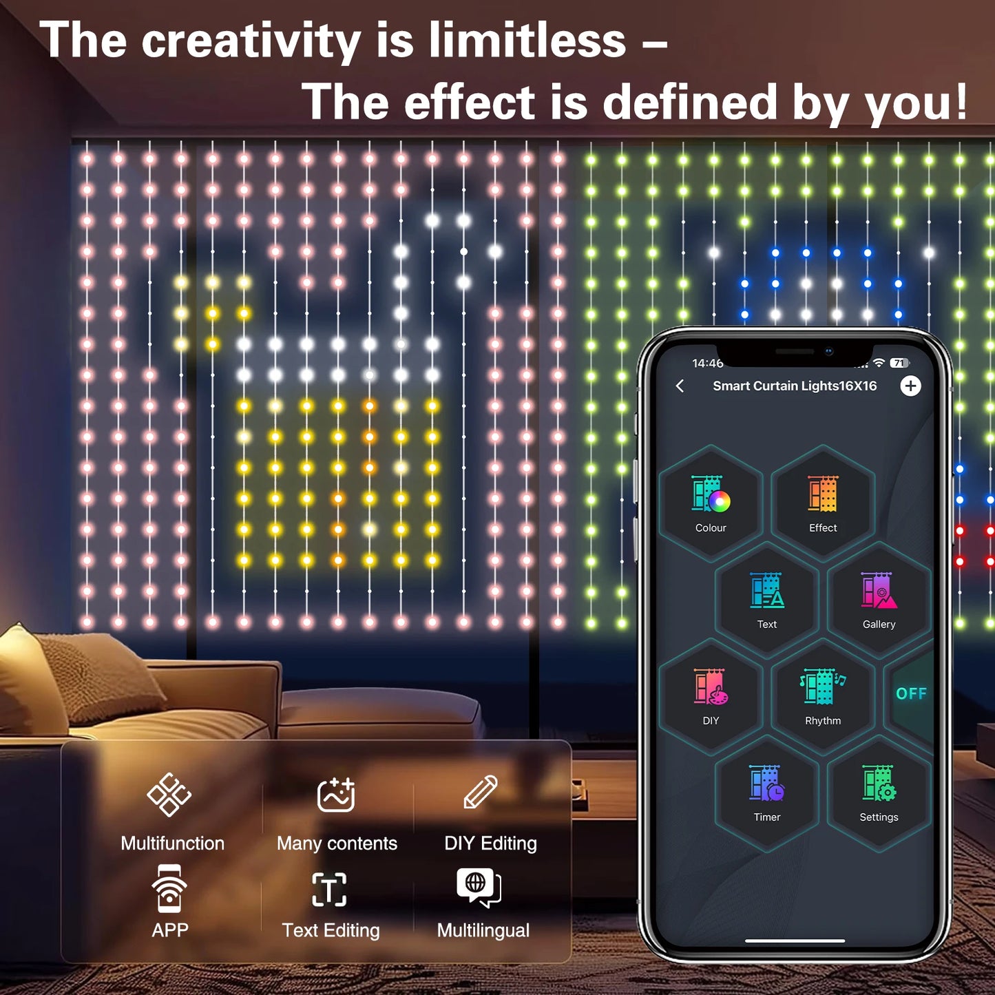 Tenda luminosa a LED intelligente MIMIRG - Magia del colore controllata tramite APP