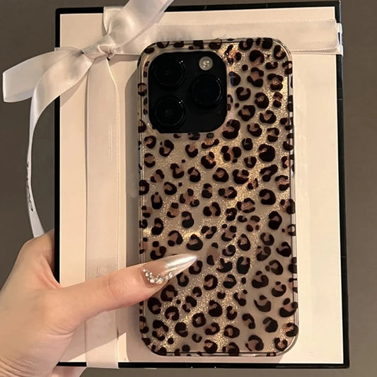 Cute Leopard Print Clear iPhone Case - Shockproof Silicone Cover