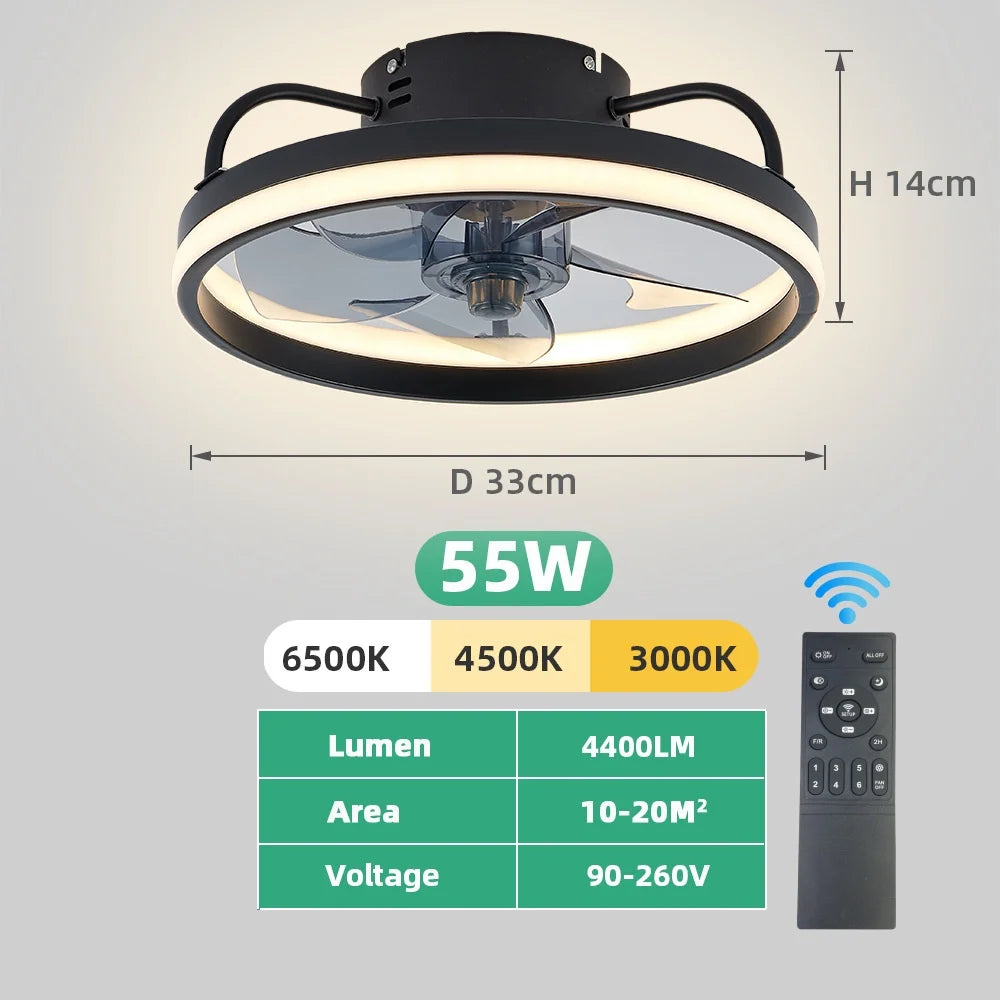 XCLuuHY 55W Modern Ceiling Fan With Light & Remote Control