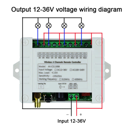 Smart 4 Channel RF Relay Switch - 10A Remote Control