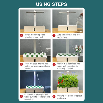 Indoor Hydroponics Kit with Adjustable LED Lights