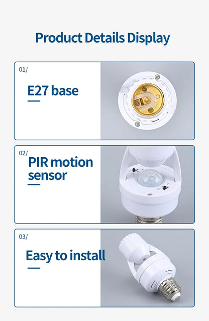 Smart LED Bulb Switch with 360° PIR Motion Detection