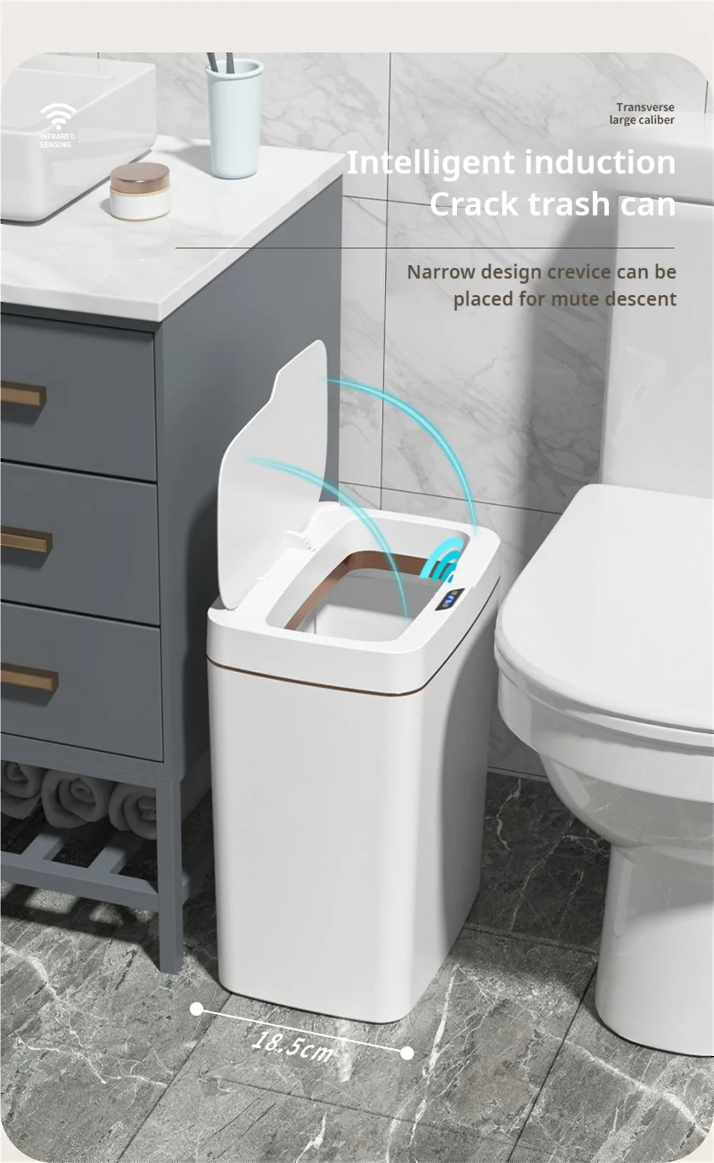 Smart Bathroom Trash Can with Automatic Bagging