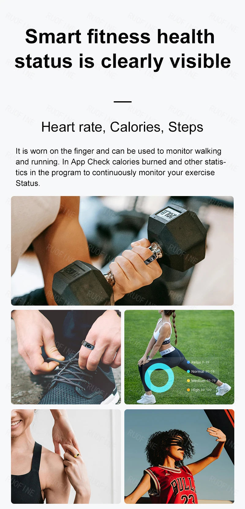 RUOFINE Smart Ring R08 - Bluetooth Blood Pressure Tracker