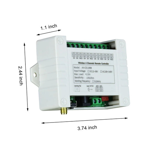 Smart 4 Channel RF Relay Switch - 10A Remote Control