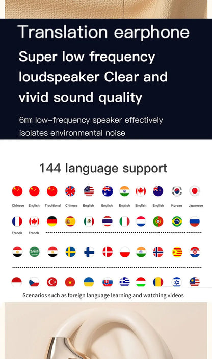 YOCUNKER AI Translation Earbuds - Bluetooth 5.4, 144 Languages