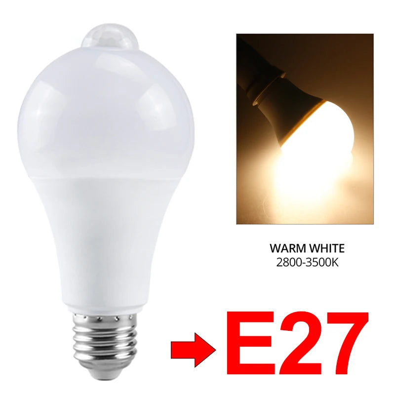 Lampadina LED con sensore di movimento PIR intelligente - Risparmio energetico 12W