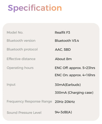 Realfit F3 ANC Bluetooth-Kopfhörer mit HiFi-Stereoklang