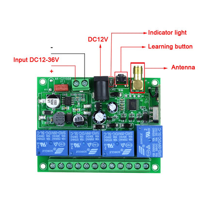 Smart 4 Channel RF Relay Switch - 10A Remote Control
