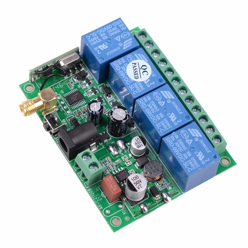 Smart 4 Channel RF Relay Switch - 10A Remote Control