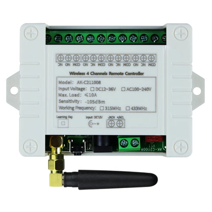 Smart 4 Channel RF Relay Switch - 10A Remote Control