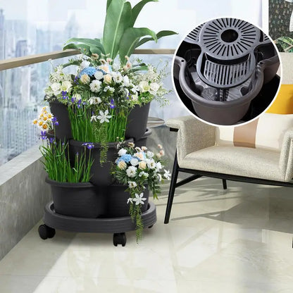 3 Tiers Vertical Tower Stackable Pot Strawberry Planter for Easy Home Gardening
