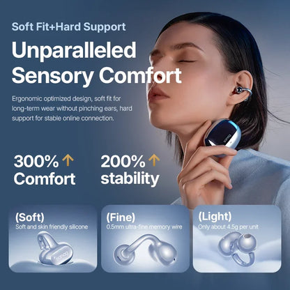 Sanag S8S Bluetooth 5.4 Ear Clip-øretelefoner - vanntette og støyreduserende