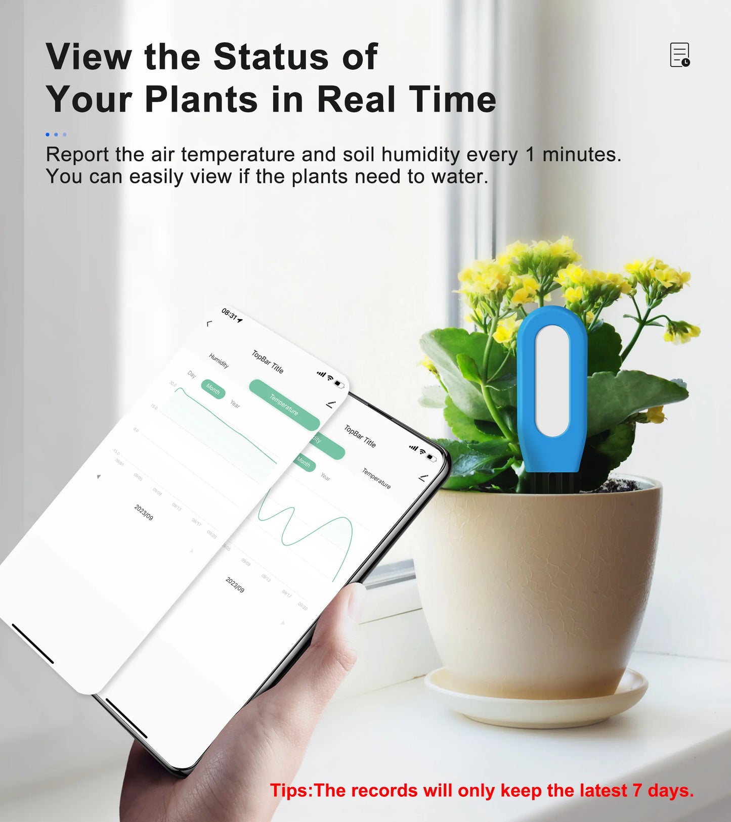 GIRIER Smart Bluetooth Soil Moisture Meter for Smart Gardening
