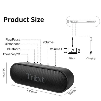 Tribit XSound Go Bluetooth-høyttaler med IPX7 vanntett design
