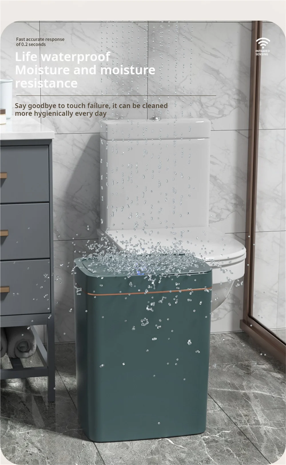 Smart Bathroom Trash Can with Automatic Bagging