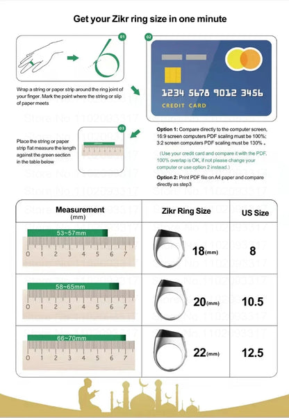 ZONGJI Smart Tasbih Ring - Track Prayers & Steps