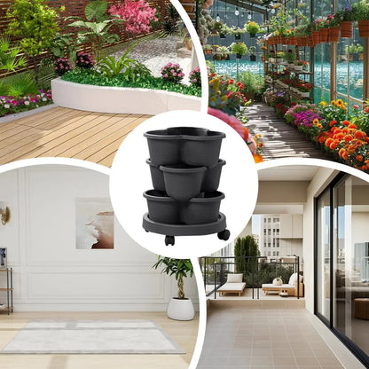 3 Tiers Vertical Tower Stackable Pot Strawberry Planter for Easy Home Gardening