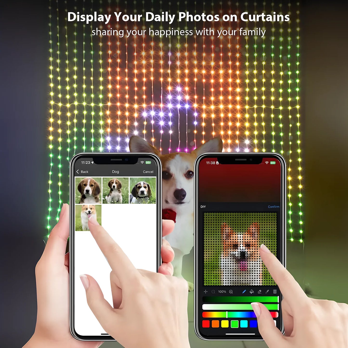 Tenda luminosa a LED intelligente MIMIRG - Magia del colore controllata tramite APP