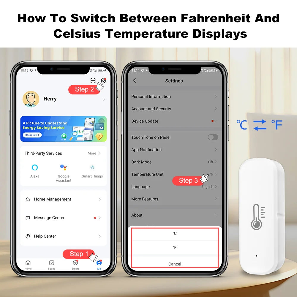 Sensore di temperatura e umidità Tuya Smart Zigbee con controllo vocale