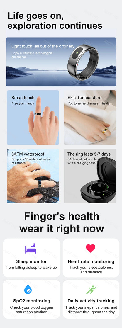 RUOFINE Smart Ring R08 - Bluetooth Blood Pressure Tracker