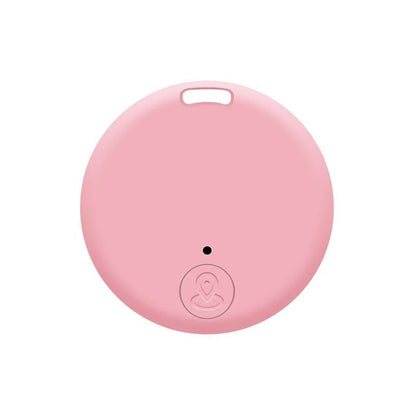 The Seamopar Mini GPS Tracker is a round, pink device with a small hole and an embossed icon, ideal for locating objects. It features anti-theft alerts and seamless functionality.