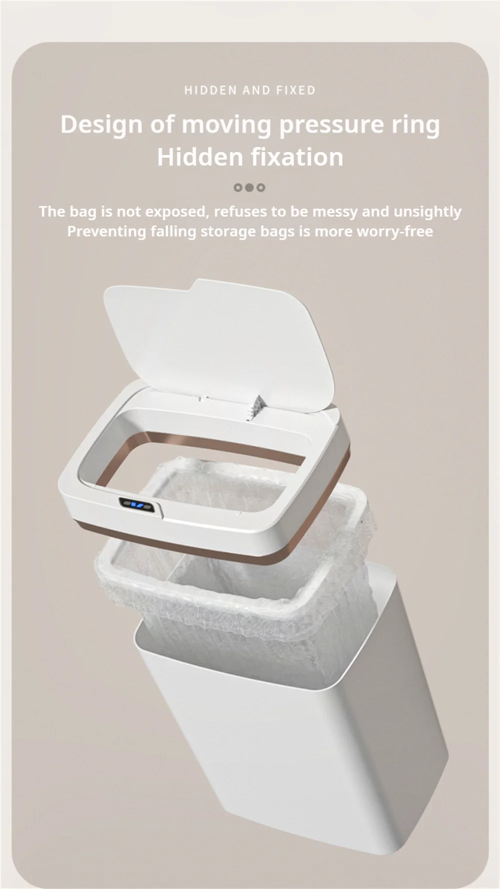Smart Bathroom Trash Can with Automatic Bagging