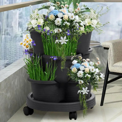 3 Tiers Vertical Tower Stackable Pot Strawberry Planter for Easy Home Gardening