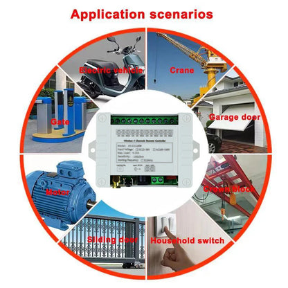 Smart 4 Channel RF Relay Switch - 10A Remote Control